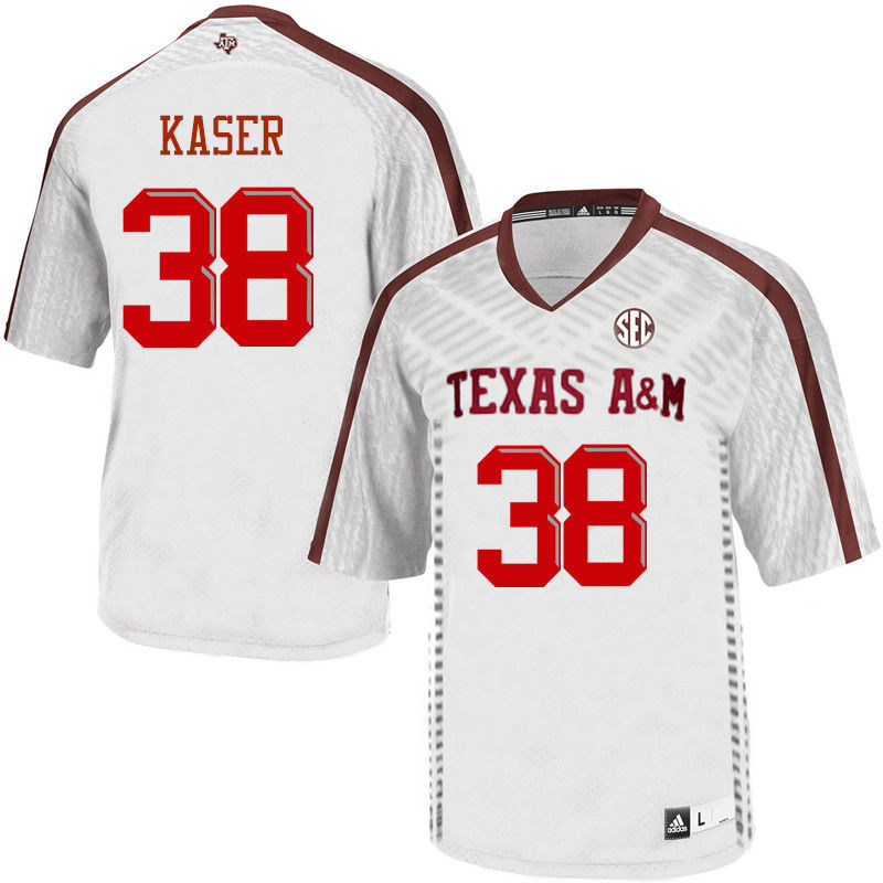 Men #38 Drew Kaser Texas A&M Aggies College Football Jerseys-White - Click Image to Close